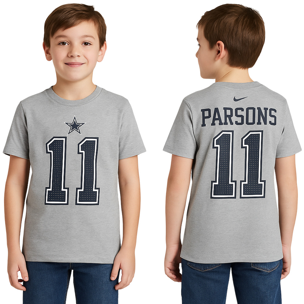 Nike Youth Dallas Cowboys Micah Parsons #11 Gray T-Shirt Size Medium (10/12) New